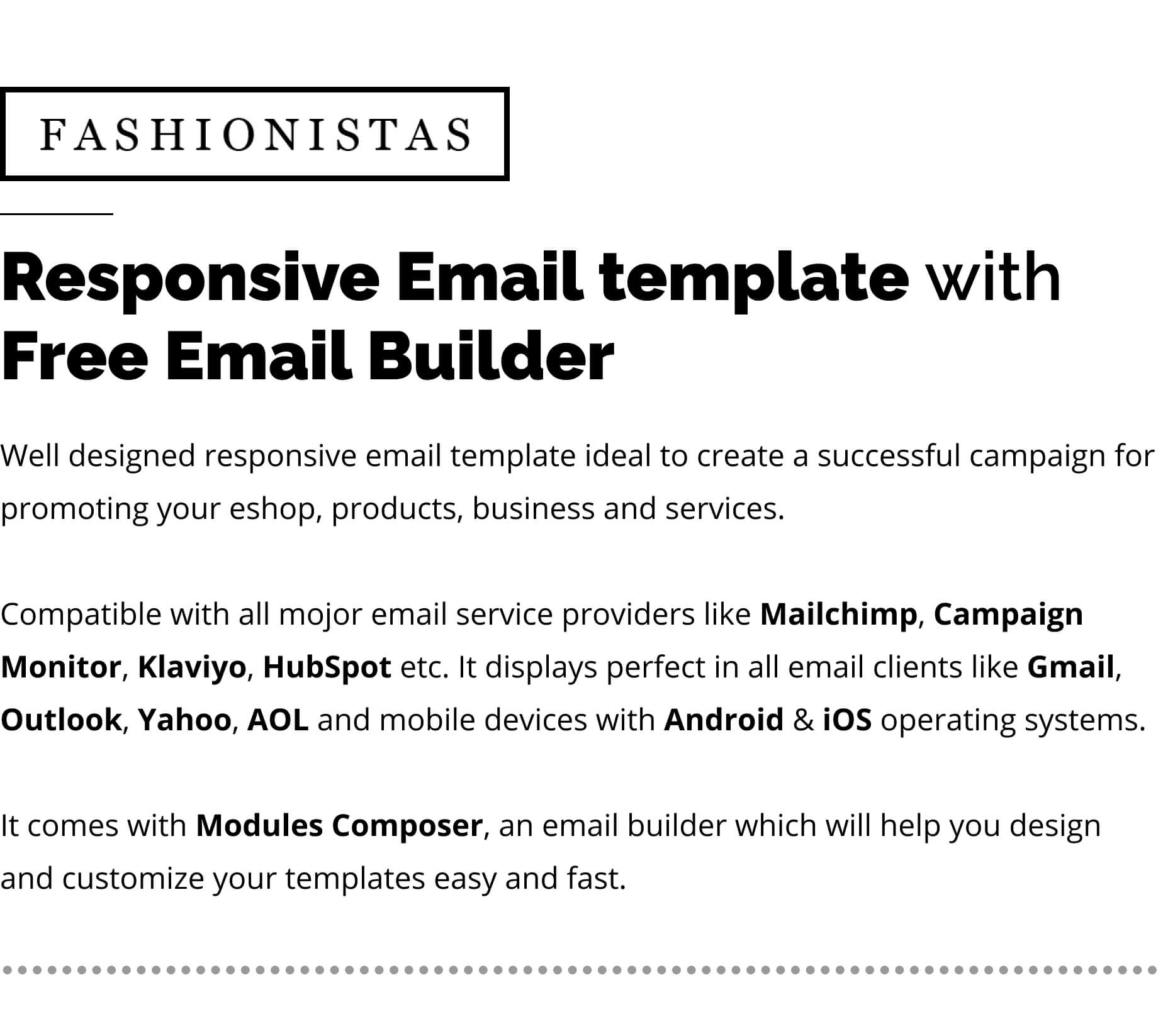 Fashionistas - E-commerce Responsive Email for Fashion & Accessories with Online Builder