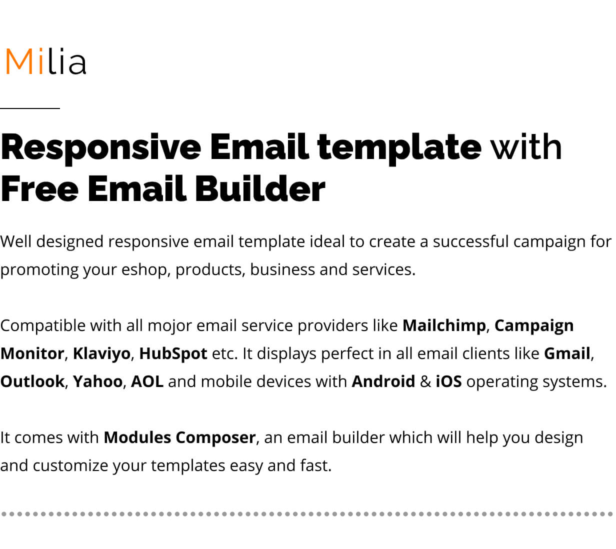 Milia - Responsive Email Set for Agencies, Startups & Creative Teams with Online Builder