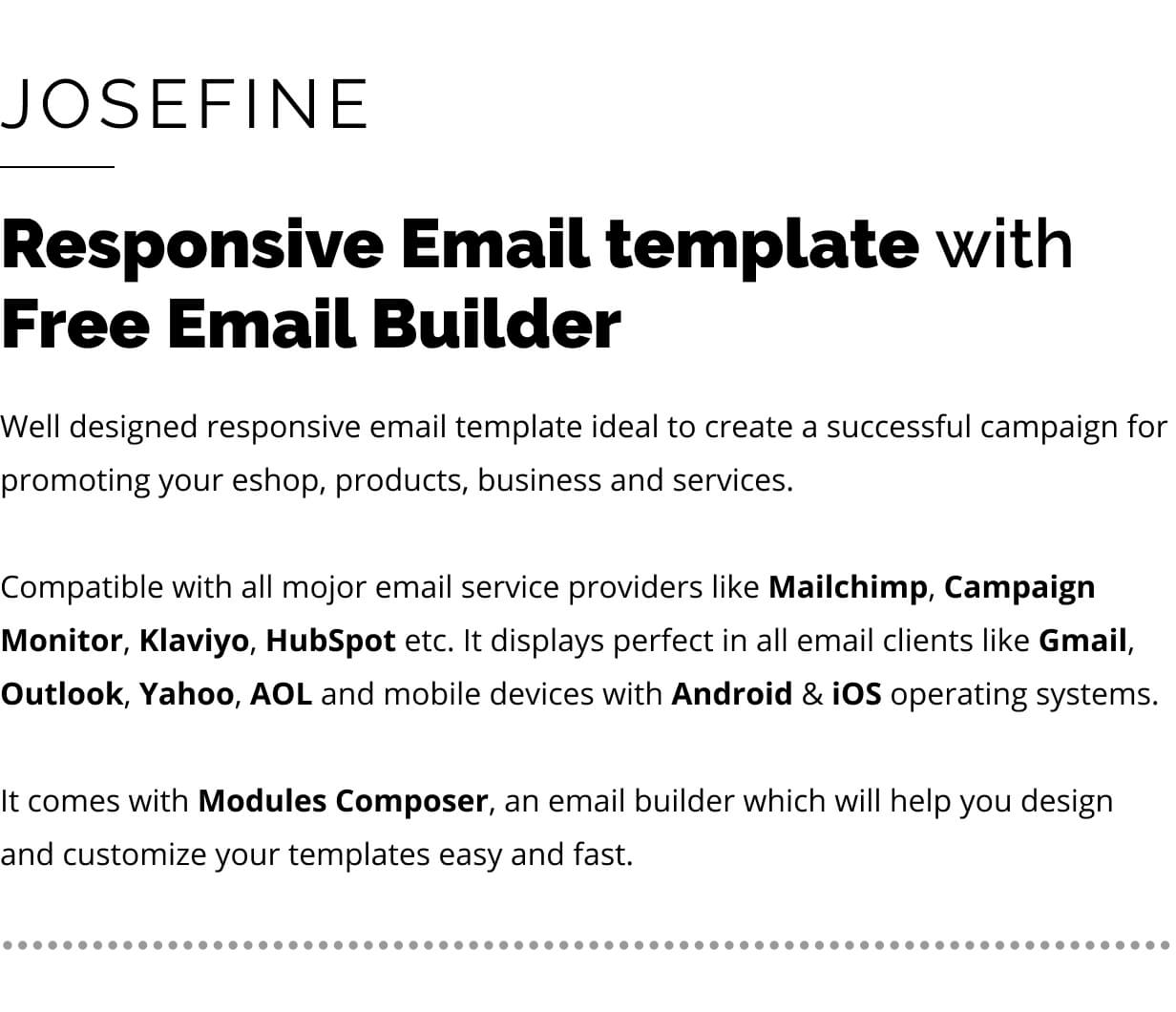 Josefine - E-commerce Responsive Email for Fashion & Accessories with Online Builder